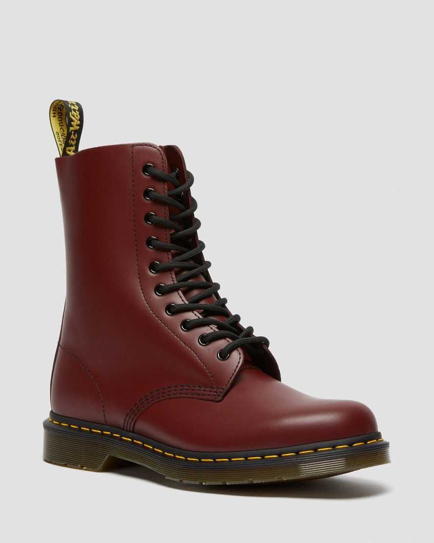 Dr. Martens 1490 Smooth Lær Original Støvler Dame Rød [6493RXAJH]